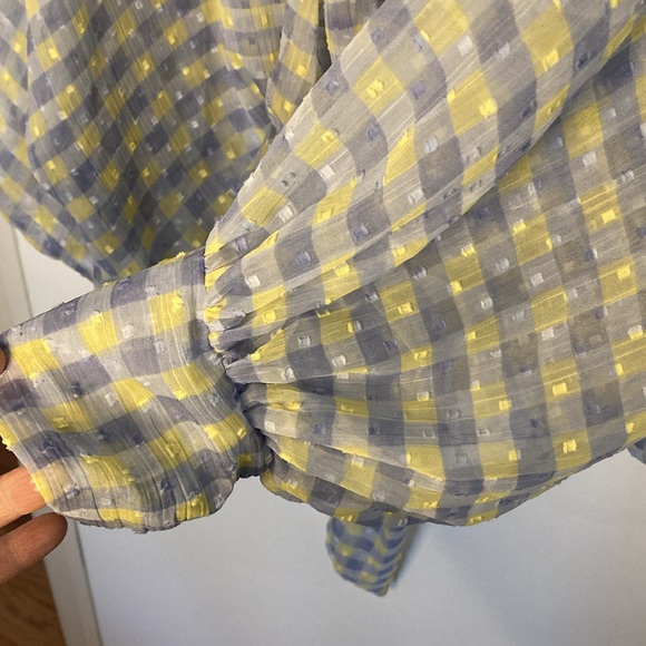 Free People Picnic Plaid, Tie front, Blue and Yellow Kimono, One Size - Picture 6 of 10